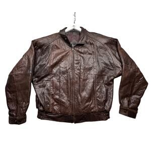 Vintage J Walden Thermolite Bomber Aviator Leather Jacket Mens Large Korea Brown